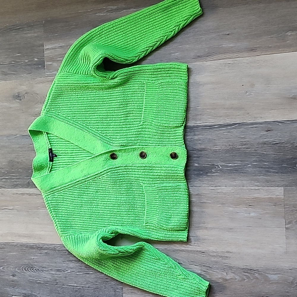 Vibrant Green Women's Cardigan Sweater